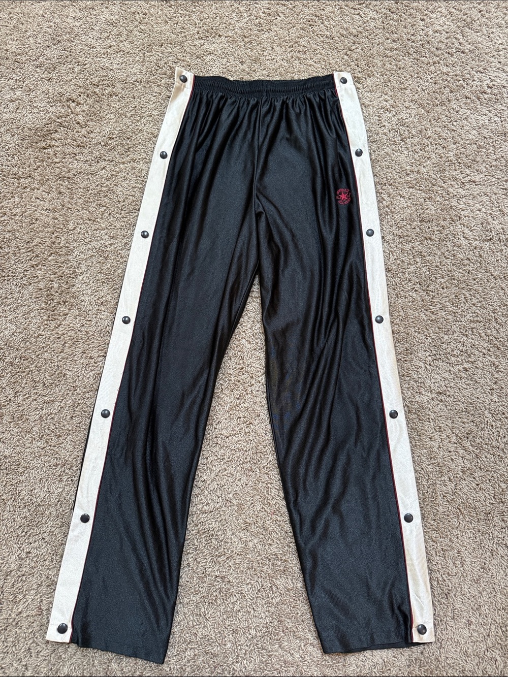 Vintage Converse Black Snap-Button Joggers with Cream Side Stripes large #F6264